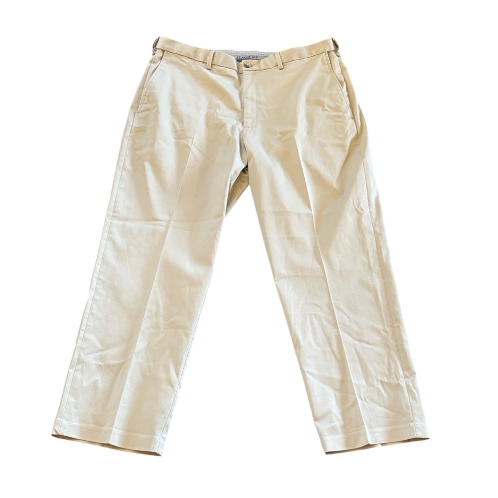 Haggar Iron Free Premium Khaki Flat Front Tan Pants Size 38W‎ 29L